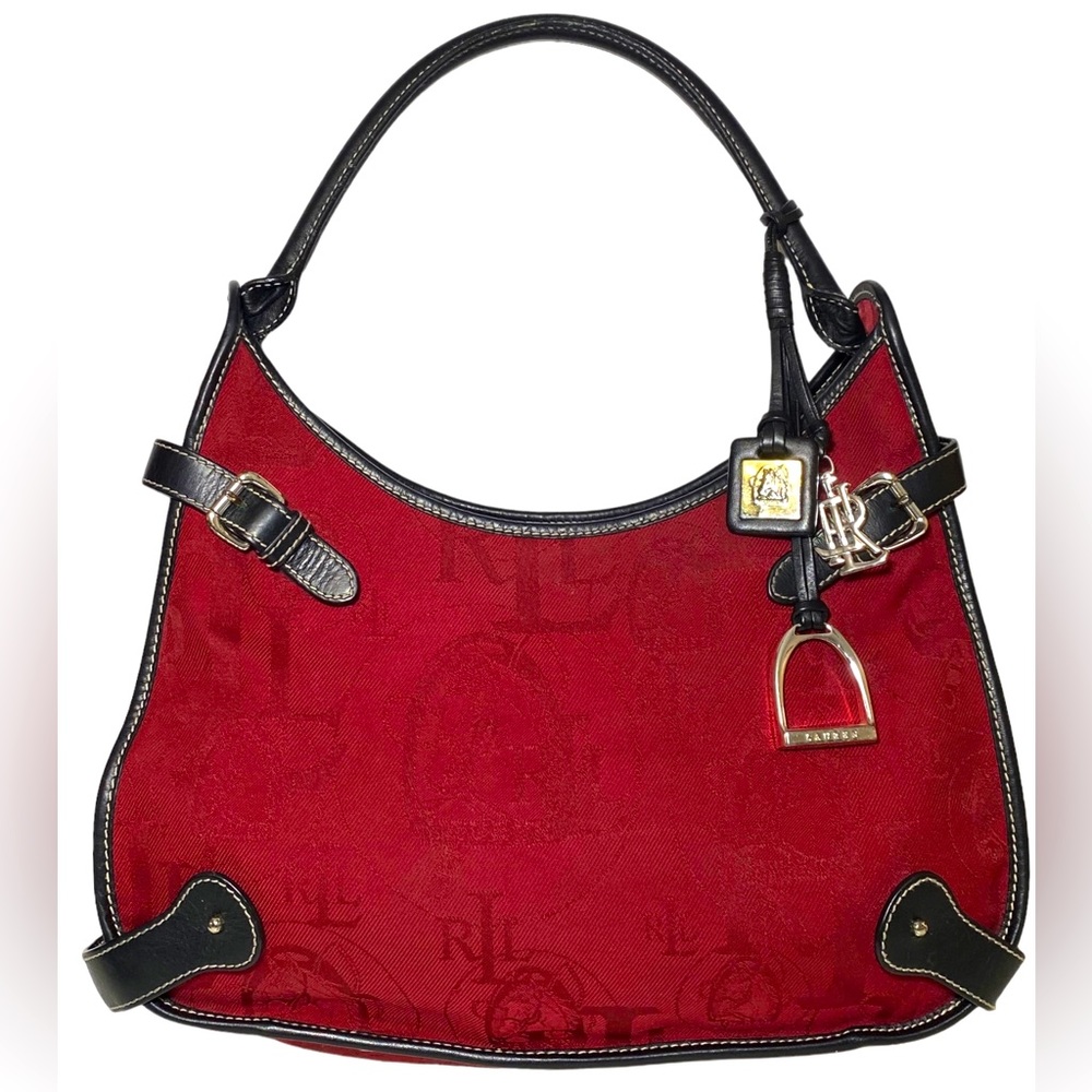 Ralph Lauren RED EQUESTRIAN Signature Canvas LOGO Shoulder Bag‎ HORSEBIT Horse - Picture 12 of 12